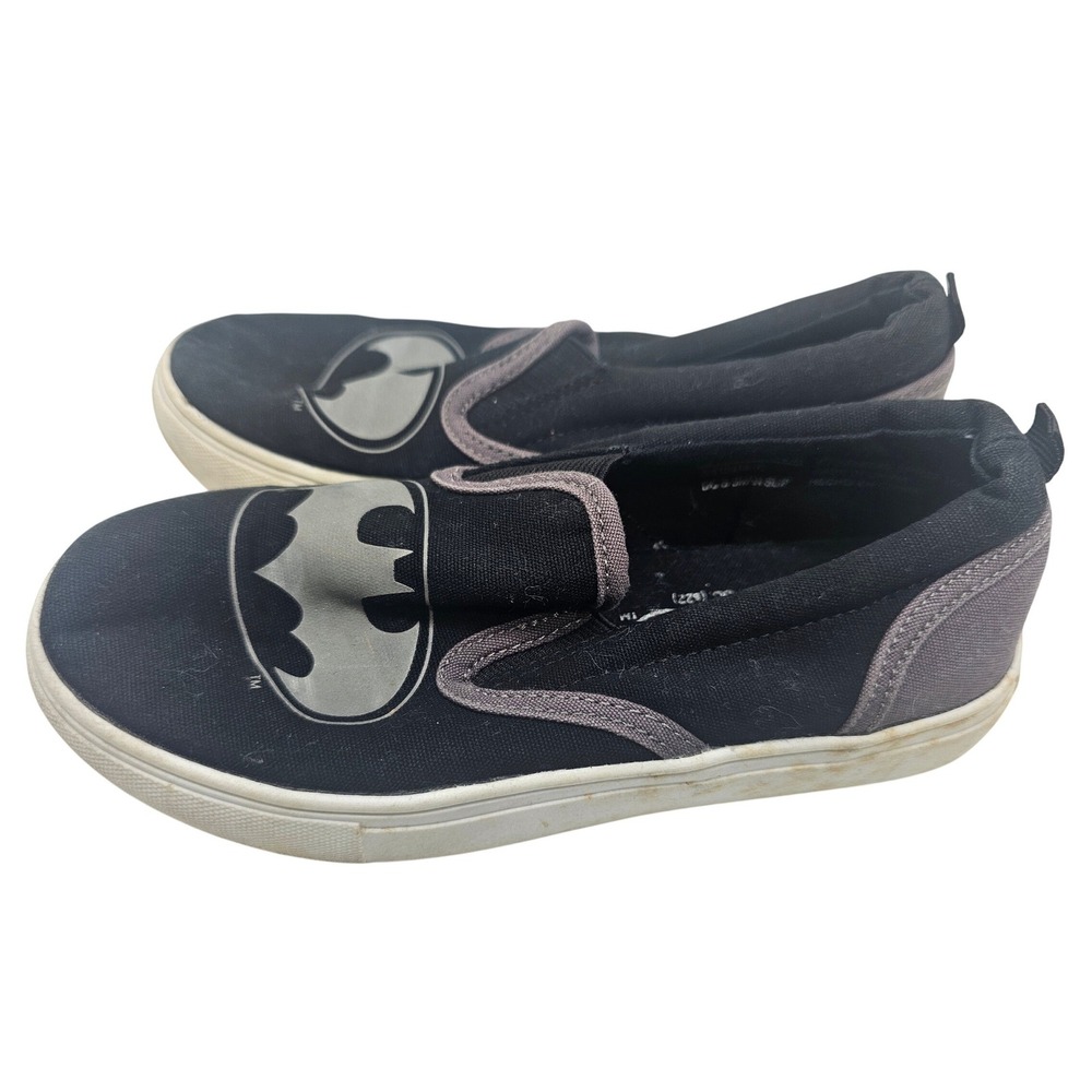 Gap Kids DC Comics Batman Slip On Sneakers Black Grey Canvas Size 22